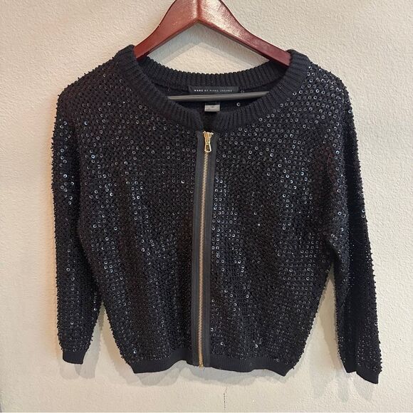 Marc By Marc Jacobs | XS | black open weave knit sequin Sweater - Picture 2 of 12
